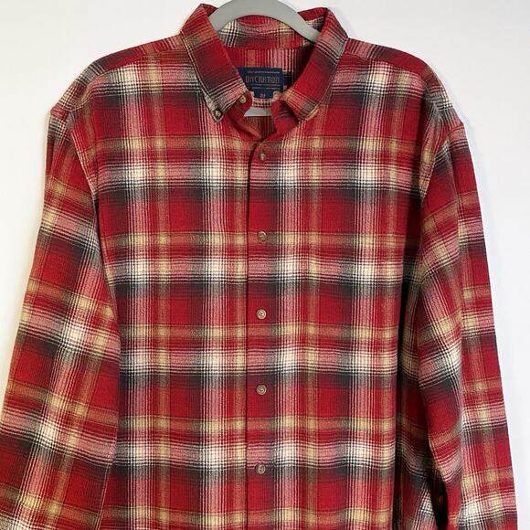 Pendleton Men’s L Red Plaid Long Sleeve Button Front Flannel Shirt 100% Cotton - Picture 2 of 10